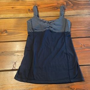 Lululemon black with black and white strips tank